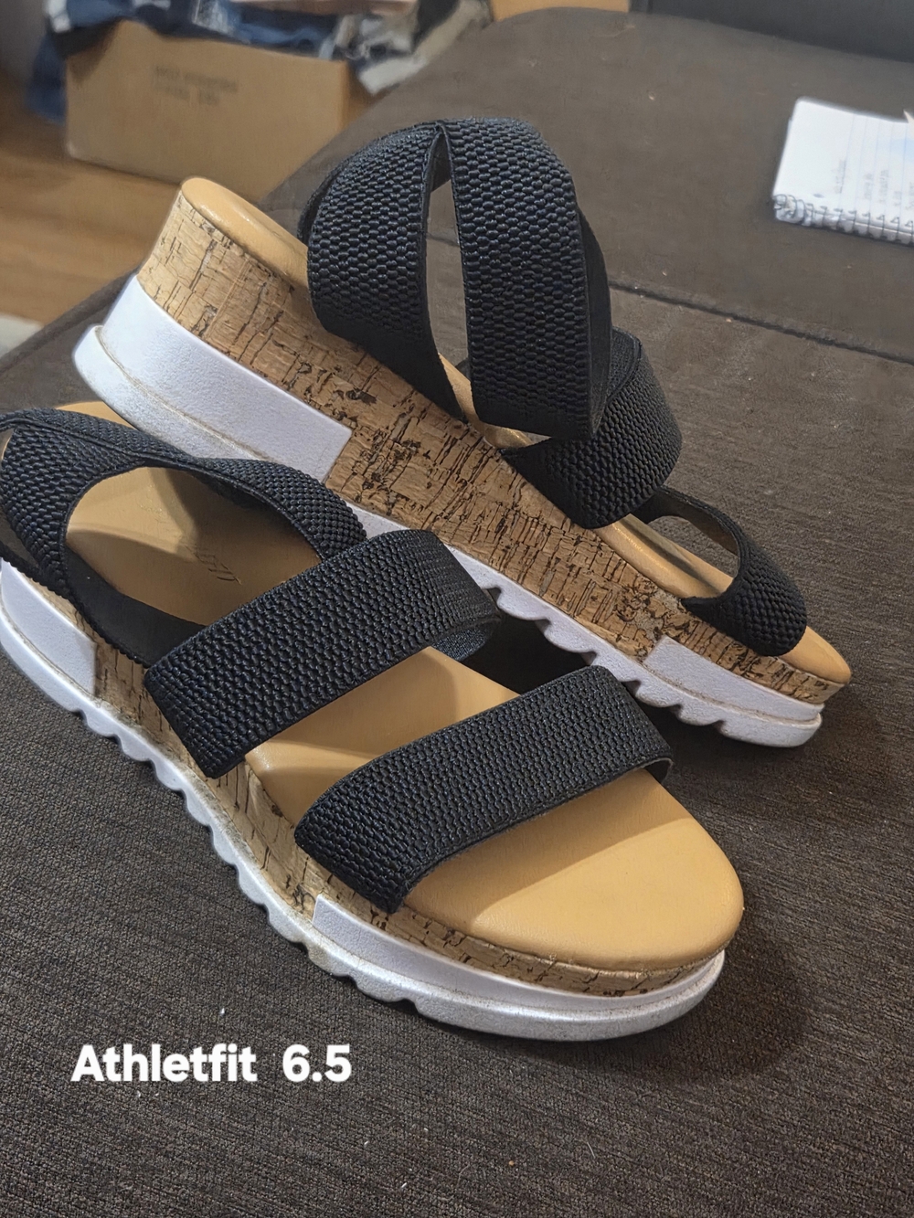 Athletfit Black Cork  Platform Sandals Great Cond Sb1